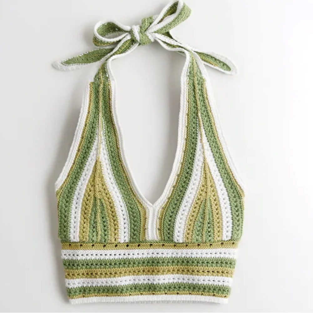 hollister crop crochet multi way halter sweater tank